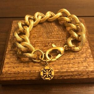 Rustic Cuff Gold Link Bracelet.